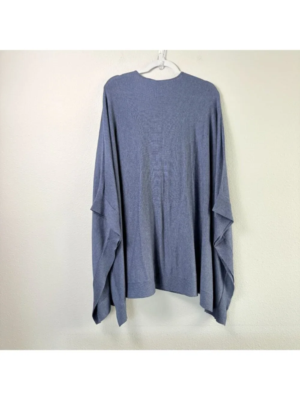 Maria Wynne Sweater Poncho‎ Womens 2X 3X Blue V Neck Kimono Sleeve Oversized